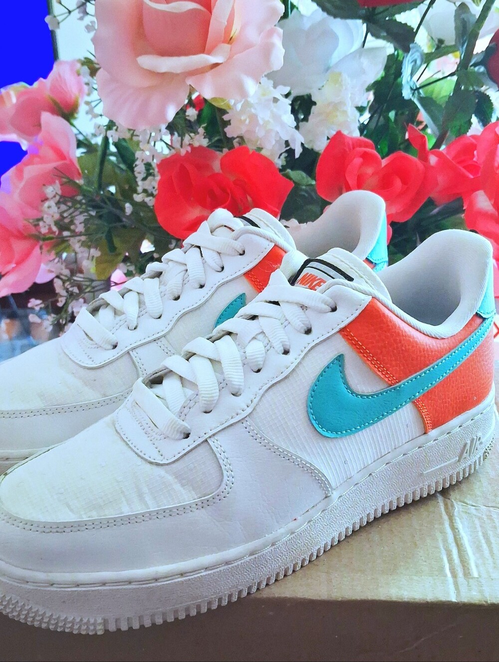 Nike Air Force 1 Low SE Basketbasketball White Aqua Clay Women Size 8 Shoes - Picture 11 of 11